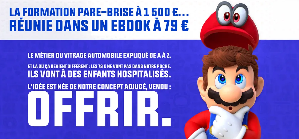 La formation pare-brise à 1 500 €, réunie dans un ebook à 79 €. 100 % reversé à Hôpital Sourire.